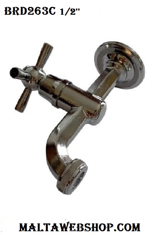 Chromed wall mount bathroom tap in retro style in Malta