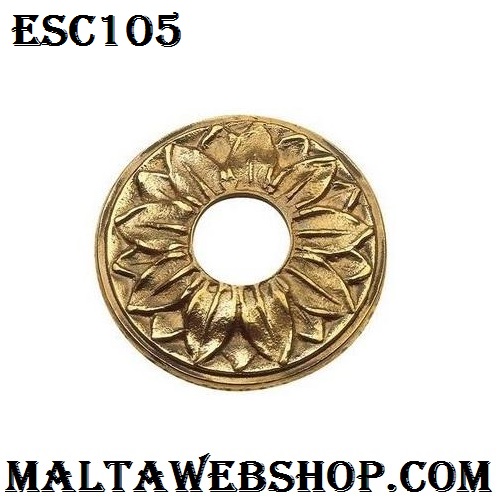 Round backplate in sunflower design in brass in Malta