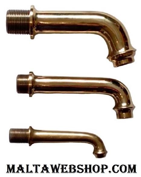 Simple wall mounted continuous water fountain spout with backplate in brass in Malta